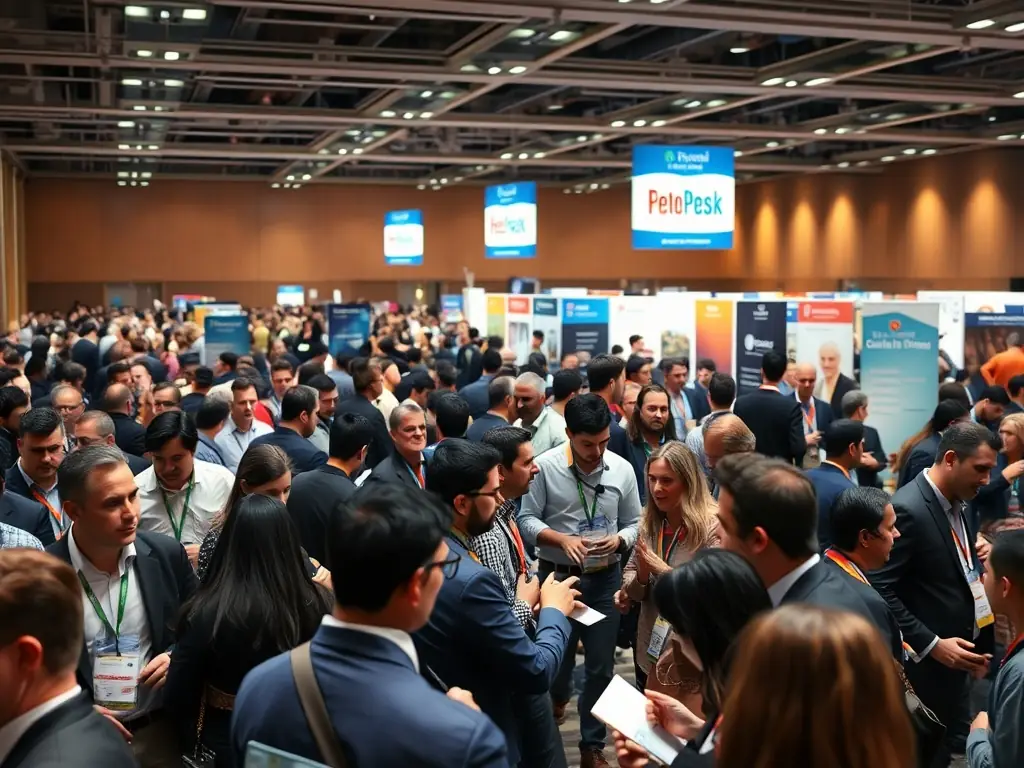 A photograph capturing a networking event at the conference, with attendees mingling, exchanging business cards, and engaging in conversations over refreshments.